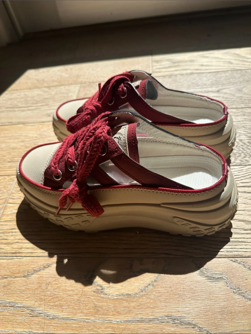 The Game Red and Cream Platform Slip-On Sneakers